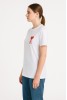 Kadın Beyaz Tişört – Kalp A Nakışlı Oversize T-Shirt
