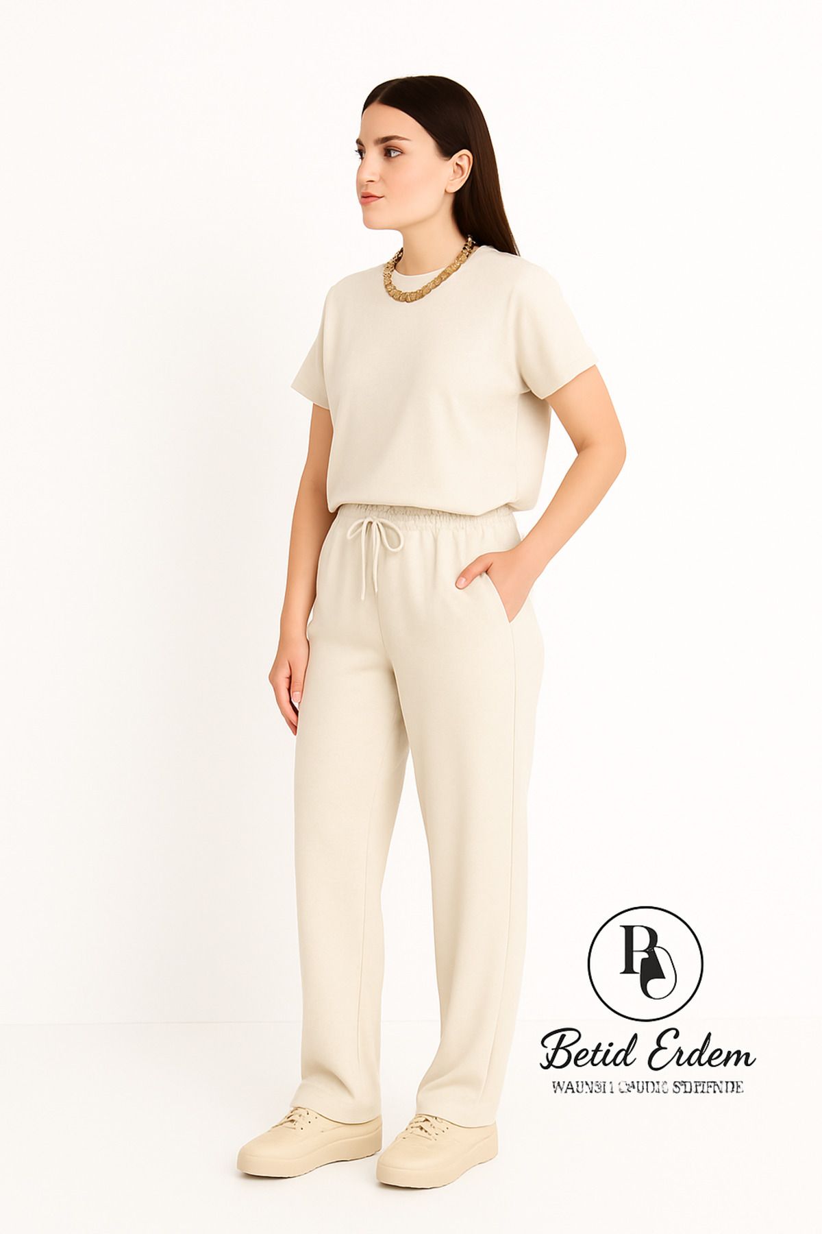 Bej Crop Alt-Üst Takım