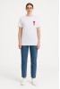 Kadın Beyaz Tişört – Kalp A Nakışlı Oversize T-Shirt